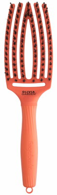 OLIVIA GARDEN Finger Brush kefa na vlasy masážna 6-radová stredná Orange Spritz 