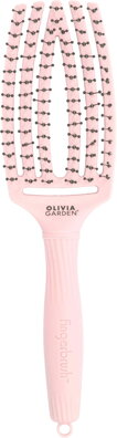 OLIVIA GARDEN Finger Brush Pink Double Bristles kefa na vlasy masážna 6-radová stredná dvojité plastové piny