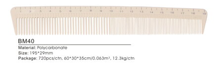 BIFULL hrebeň 10 na vlasy s mierkou 19,5 cm