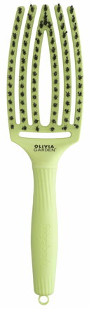 OLIVIA GARDEN Finger Brush kefa na vlasy masážna 6-radová stredná Green Pistachio 