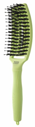OLIVIA GARDEN Finger Brush kefa na vlasy masážna 6-radová stredná Green Pistachio 