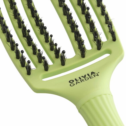 OLIVIA GARDEN Finger Brush kefa na vlasy masážna 6-radová stredná Green Pistachio 