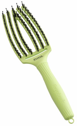 OLIVIA GARDEN Finger Brush kefa na vlasy masážna 6-radová stredná Green Pistachio 