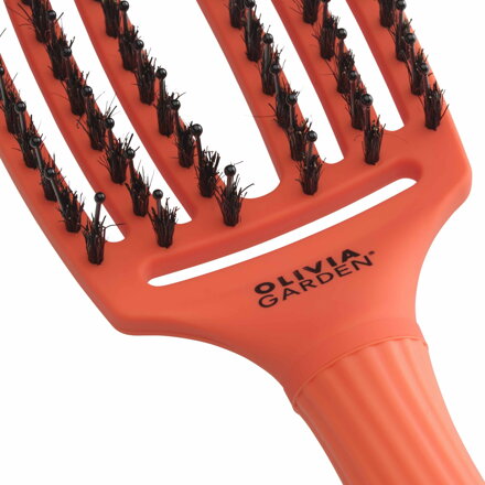 OLIVIA GARDEN Finger Brush kefa na vlasy masážna 6-radová stredná Orange Spritz 