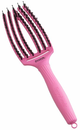OLIVIA GARDEN Finger Brush kefa na vlasy masážna 6-radová stredná Pink Granita 