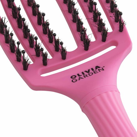 OLIVIA GARDEN Finger Brush kefa na vlasy masážna 6-radová stredná Pink Granita 