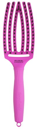 OLIVIA GARDEN Finger Brush kefa na vlasy masážna 6-radová stredná Neon Purple