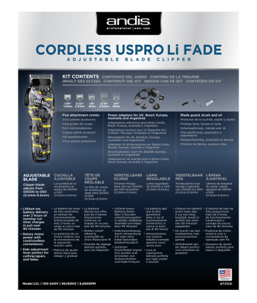 ANDIS 73100 Cordless UsPro Li Fade profesionálny vyholovací strojček na vlasy Li-aku / kábel 
