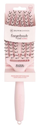 OLIVIA GARDEN Finger Brush Pink Double Bristles kefa na vlasy masážna 6-radová stredná dvojité plastové piny