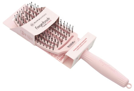 OLIVIA GARDEN Finger Brush Pink Double Bristles kefa na vlasy masážna 6-radová stredná dvojité plastové piny