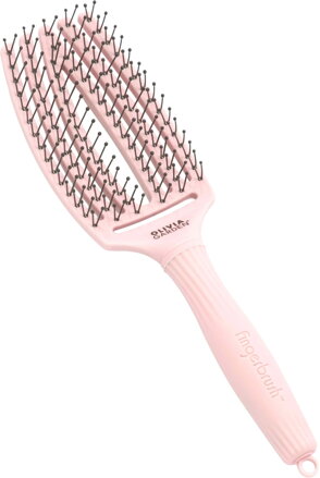 OLIVIA GARDEN Finger Brush Pink Double Bristles kefa na vlasy masážna 6-radová stredná dvojité plastové piny
